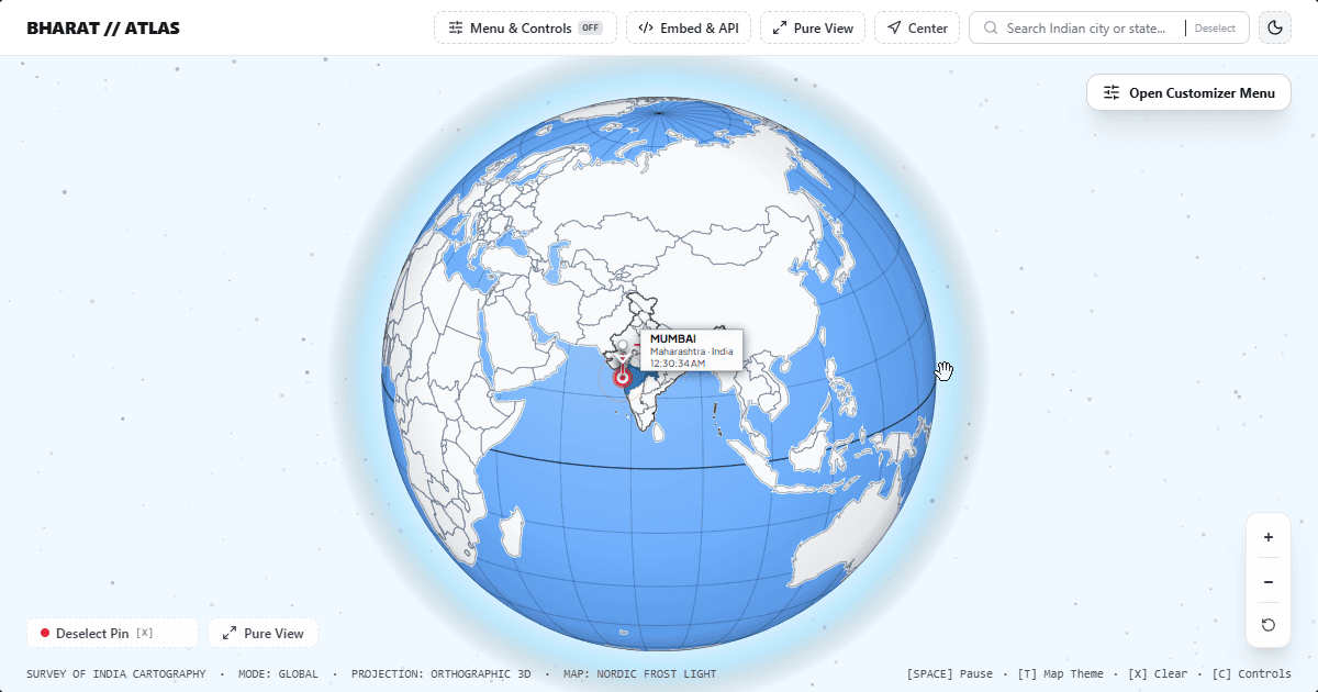 Bharat Atlas — 3D India Globe