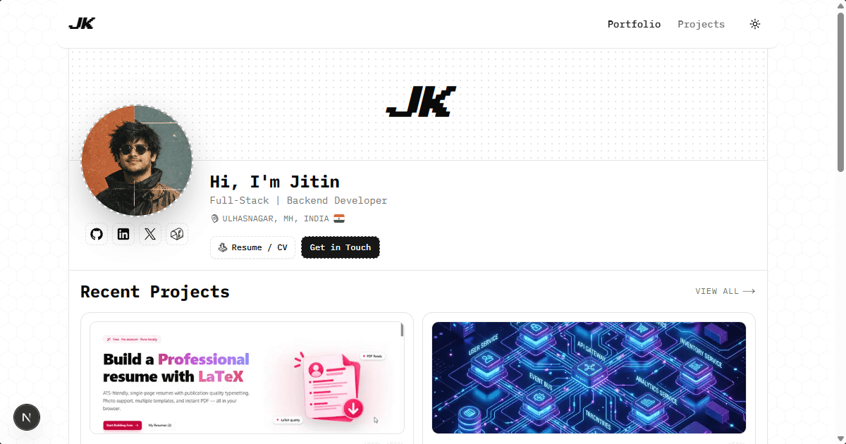 Jitin K Portfolio